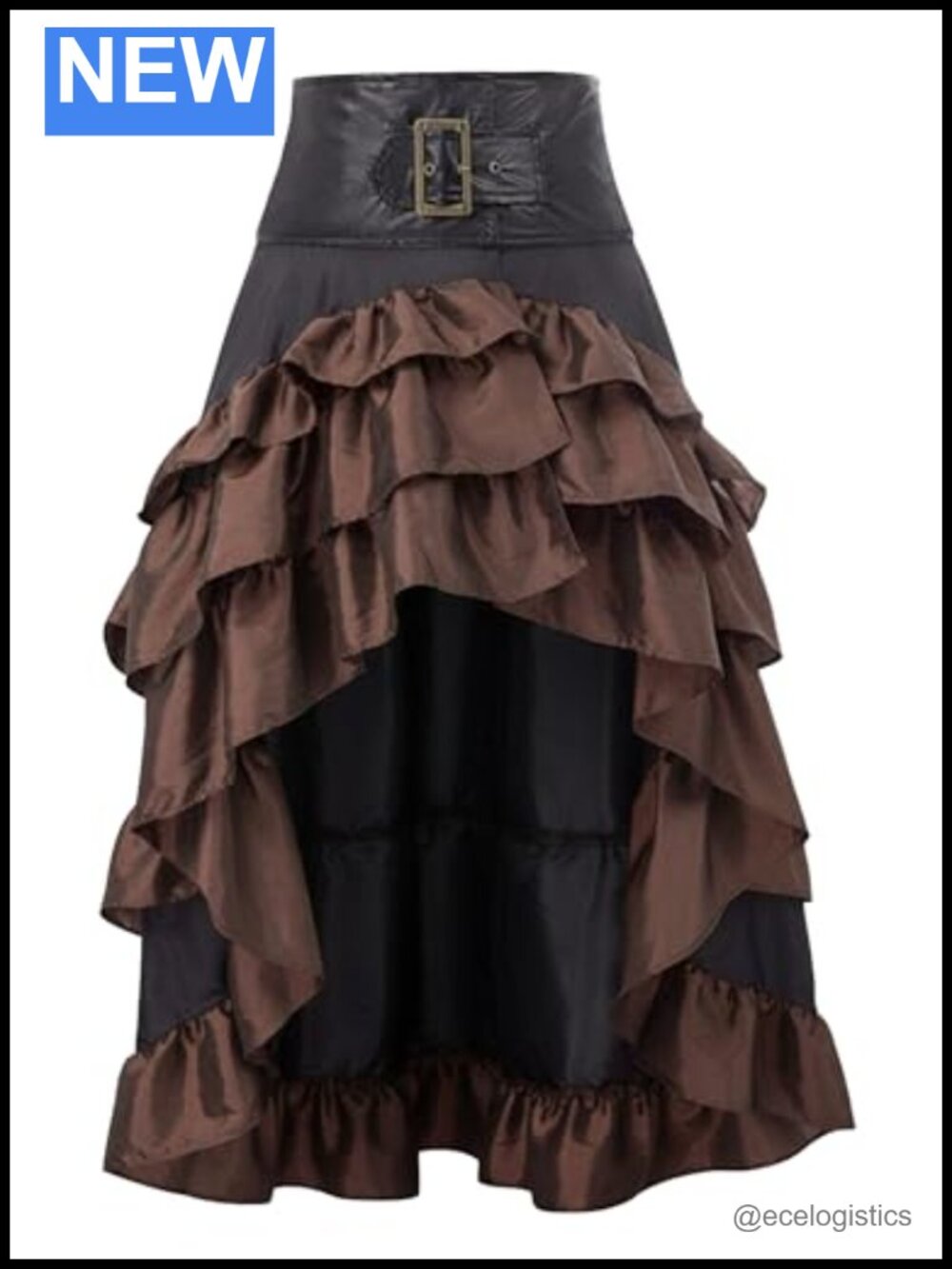Gothic Steampunk High Low Ruffle Victorian Bustle Skirt